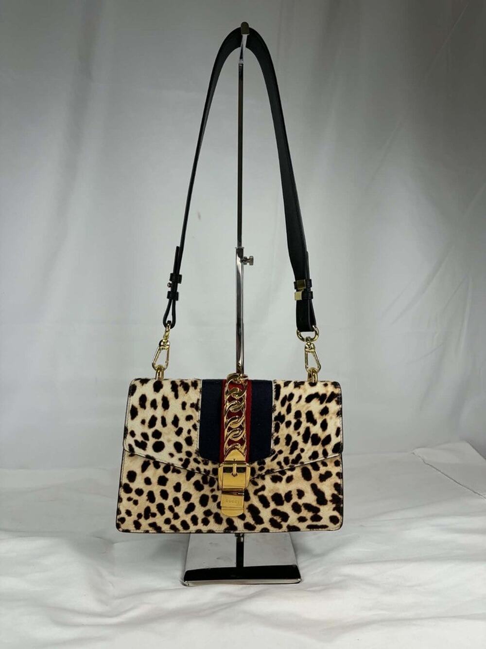 Gucci leopard pony hair small Sylvie shoulder bag SPB-EB 369151